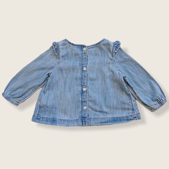 Baby Gap 6-12M Denim Top with Ruffles - Picture 2 of 6